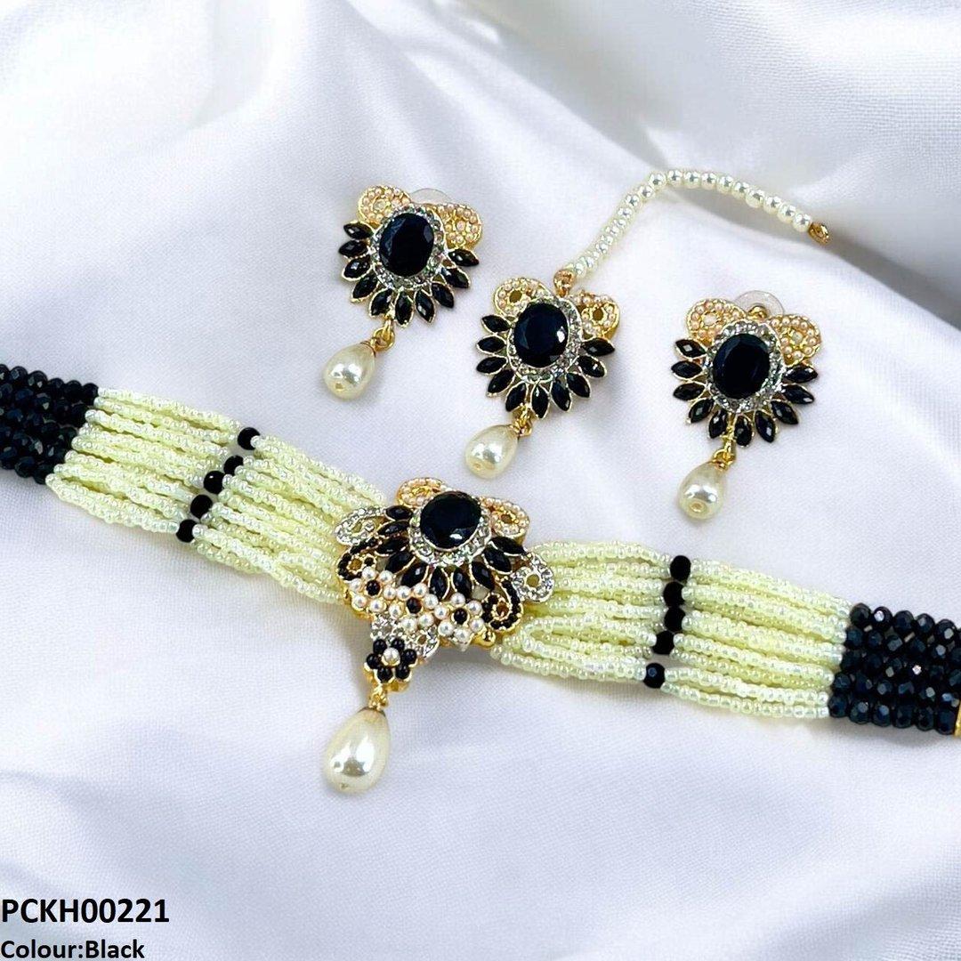 PCKH00221 SDQ Oval Pearl Drop Choker Set - PCKH