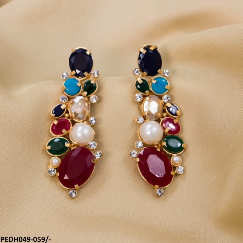 PEDH049 SDQ Oval/Pear Drops Earrings Pair