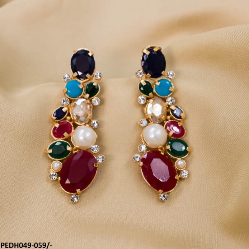 PEDH049 SDQ Oval/Pear Drops Earrings Pair