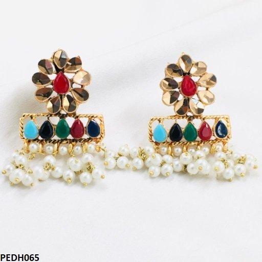 PEDH065 FRN Flower Pearl Earrings Drop