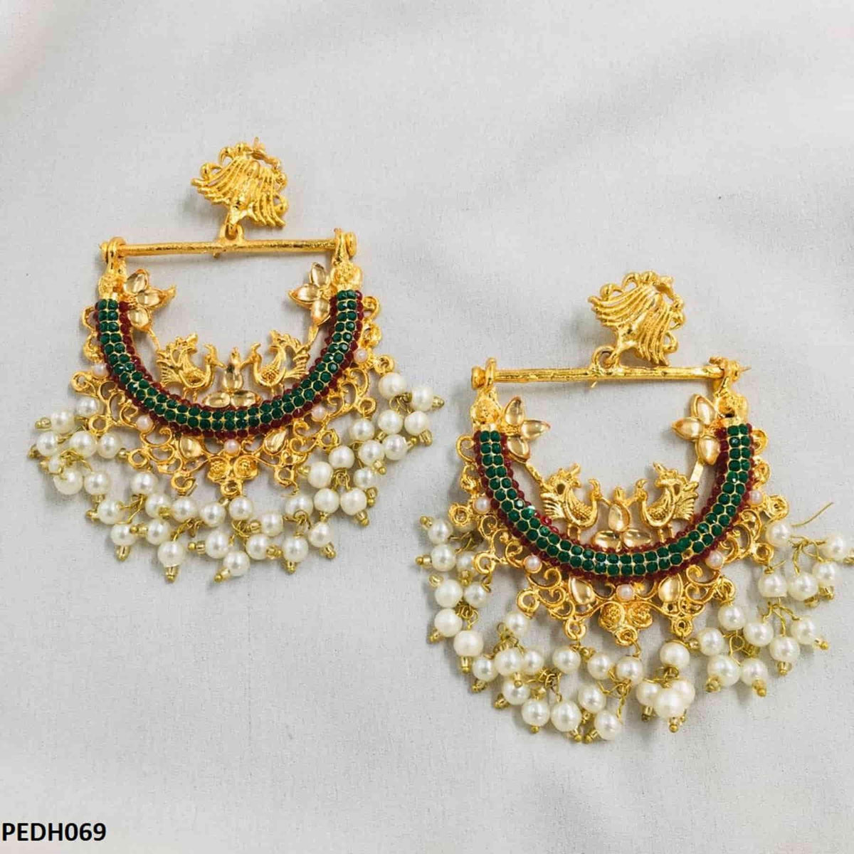 PEDH069 FRN Peacock Ear Drop Pair