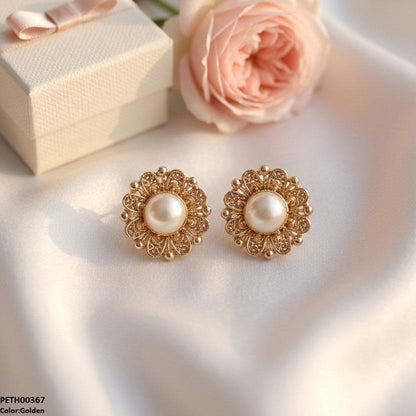 PETH00367  ABD Round Pearl Stone Tops Pair - PETH