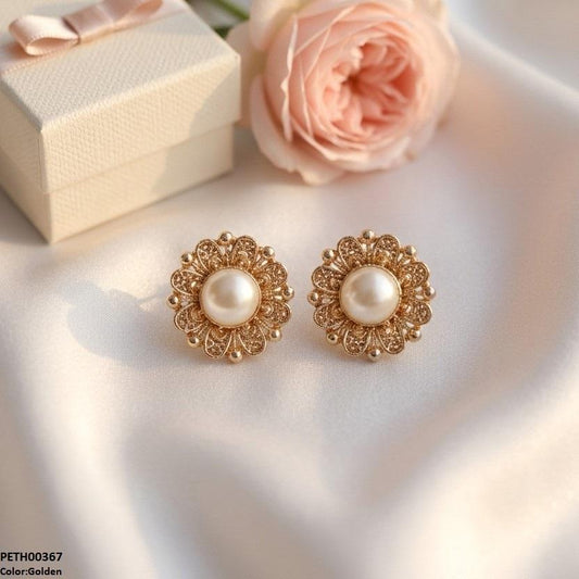 PETH00367  ABD Round Pearl Stone Tops Pair - PETH