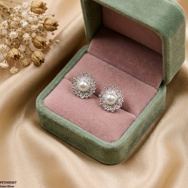 PETH00367  ABD Round Pearl Stone Tops Pair - PETH