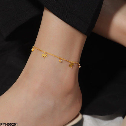 PYH00201 DGF Stainless Steel Butterfly Chain Single Anklet - PYH
