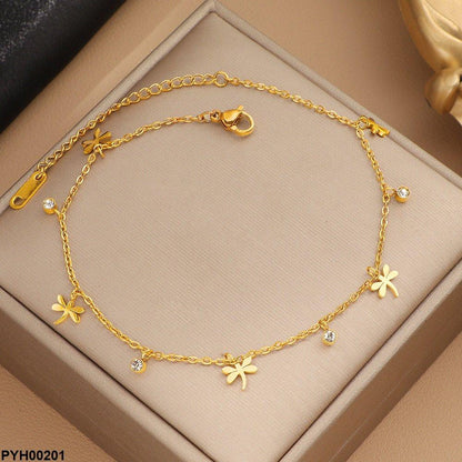 PYH00201 DGF Stainless Steel Butterfly Chain Single Anklet - PYH