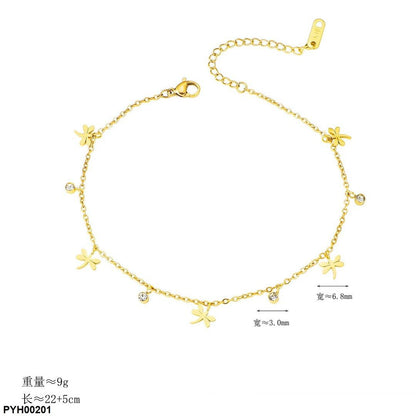 PYH00201 DGF Stainless Steel Butterfly Chain Single Anklet - PYH