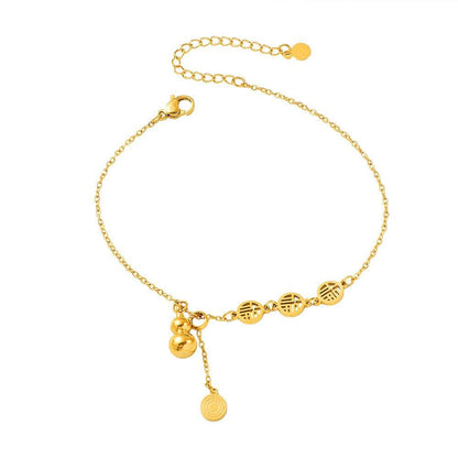 PYH00202 DGF  Stainless Steel Coin Single Anklet - PYH