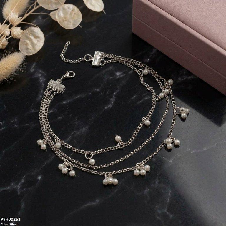 PYH00261 ABD Layeard Pearl Drop Single Anklet - PYH