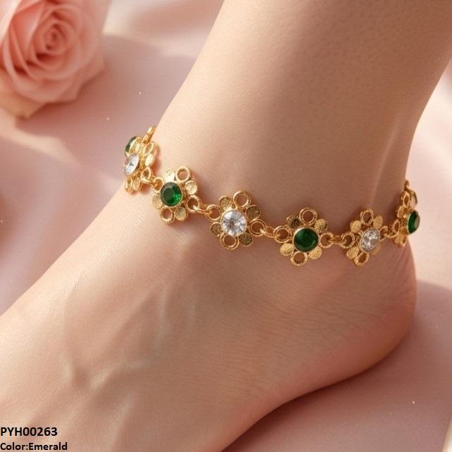 PYH00263  ABD Flower Stone  Single Anklet - PYH