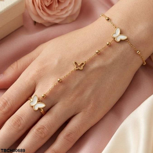 TBCH00689  TNR Stainless Steel Butterfly Angla Bracelet Adjustable - TBCH