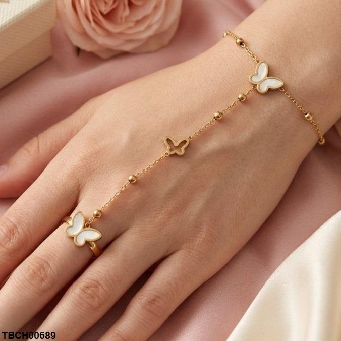 TBCH00689  TNR Stainless Steel Butterfly Angla Bracelet Adjustable - TBCH