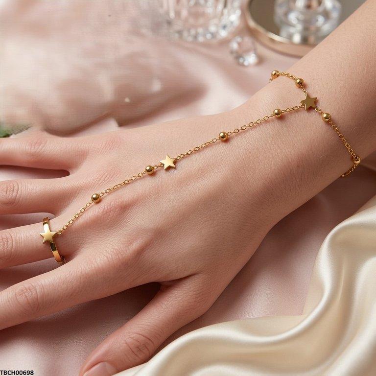 TBCH00698 TNR Stainless Steel Star/Round Angla Bracelet Adjustable - TBCH