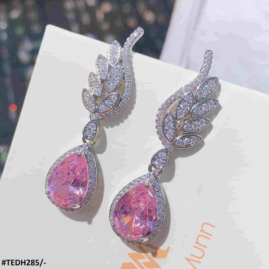 TEDH285 GWH Leaf Teardrop ZIRCON Earring