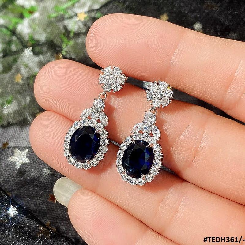 TEDH361 CSH Oval Cushion Drop Earrings Pair