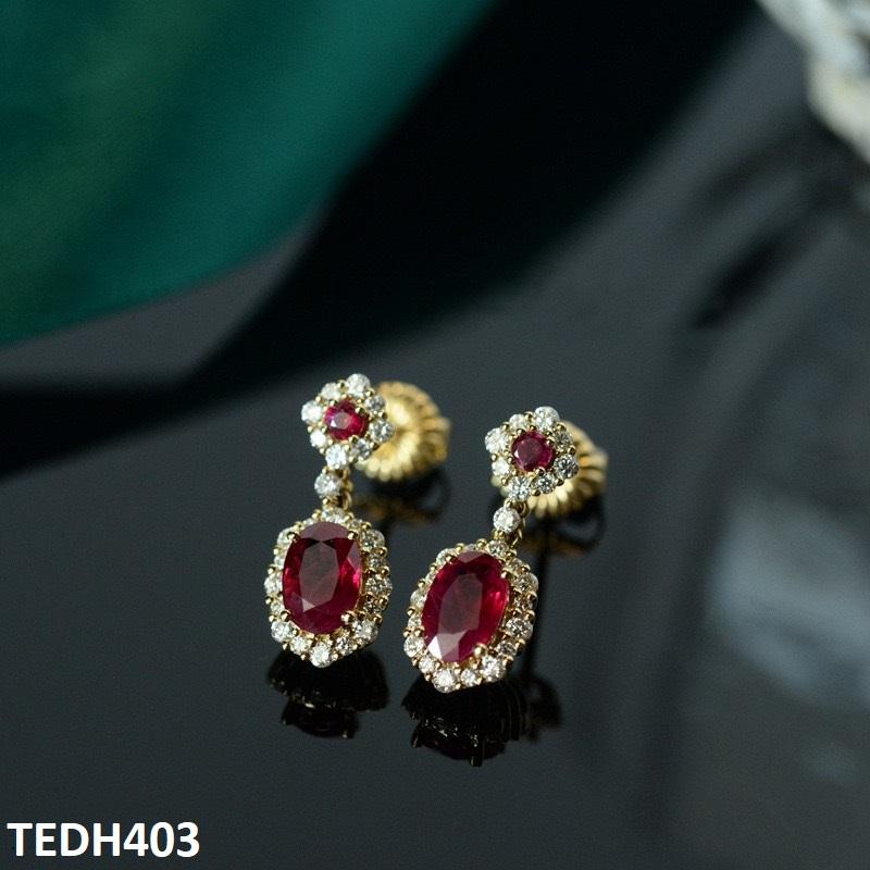 TEDH403 GWH Oval/Flower Drop ZIRCON Earrings