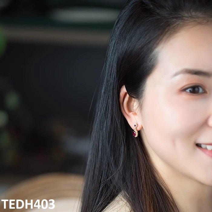 TEDH403 GWH Oval/Flower Drop ZIRCON Earrings