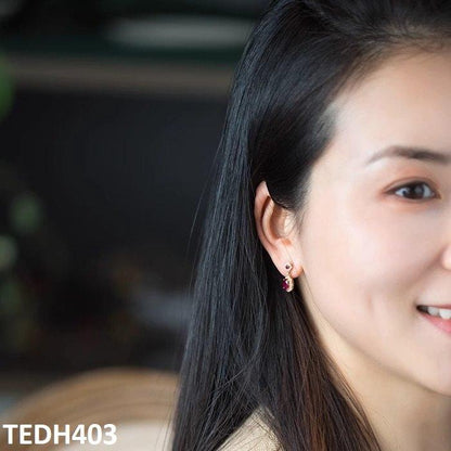 TEDH403 GWH Oval/Flower Drop ZIRCON Earrings