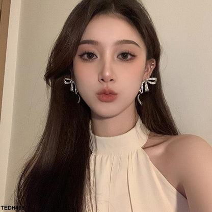 TEDH408 YQG Bow Style Tale Drop Earrings