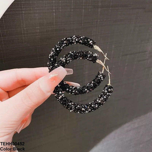 TEHH00452 ZHL Round Stones Hoops Pair - TEHH