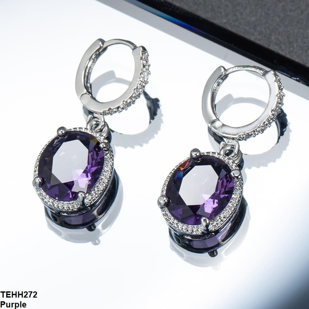 TEHH272 YLE Oval Drop Ear Hoops Pair