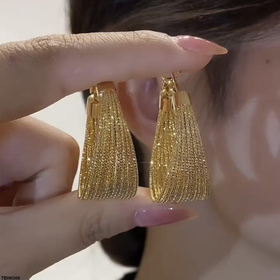 TEHH306 YQG Wire Layered Hoops Pair