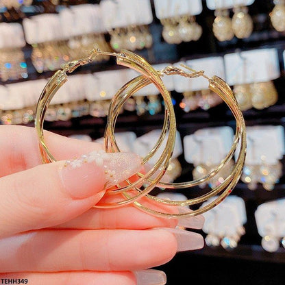 TEHH349 HJF Round Layered Ear Hoops Pair