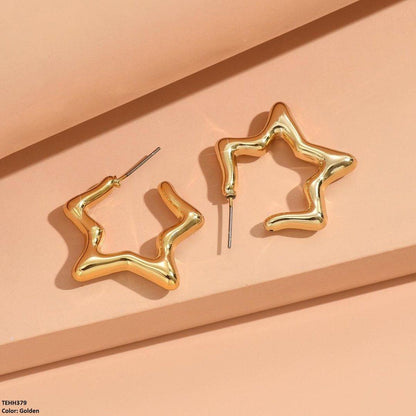 TEHH379 YYE Star Ear Hoops Pair