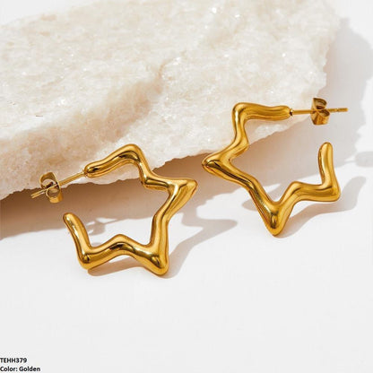 TEHH379 YYE Star Ear Hoops Pair