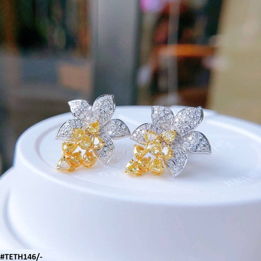 TETH146 GWH Flower ZIRCON Earrings - TETH