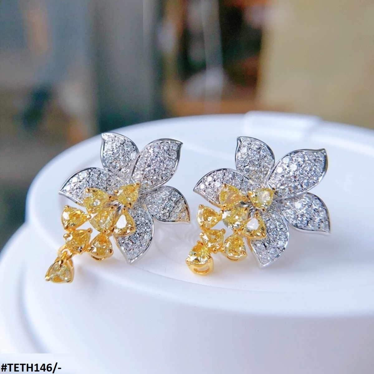 TETH146 GWH Flower ZIRCON Earrings - TETH