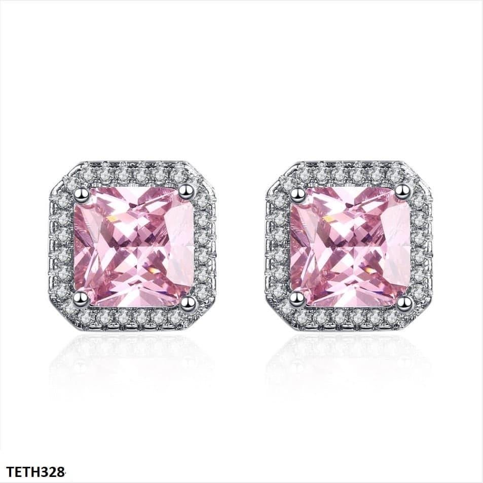 TETH328 BLX Pink Step Square Sterling Tops