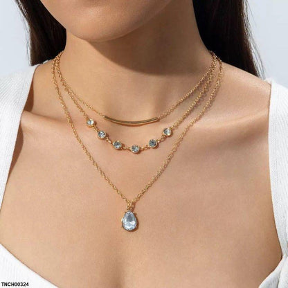 TNCH00324 YYE Tear/Round/Plain Chain Necklace - TNCH
