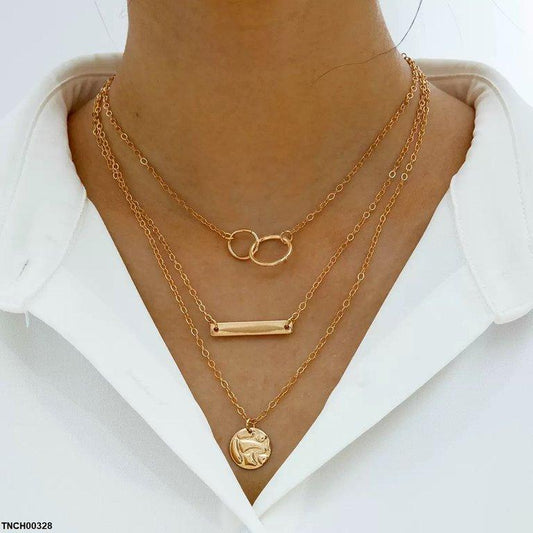 TNCH00328 YYE Coin/Round/Stick Drop Necklace - TNCH