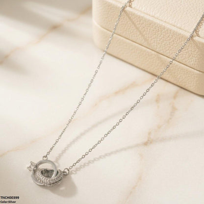 TNCH00399 TNR Stainless Steel Zircon Heart Ring Necklace  - TNCH