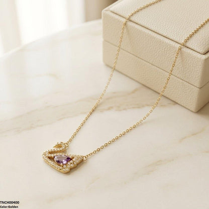 TNCH00400 TNR Stainless Steel Zircon Duck Necklace  - TNCH