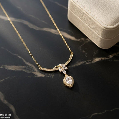 TNCH00403 TNR Stainless Steel Zircon Tear Necklace  - TNCH