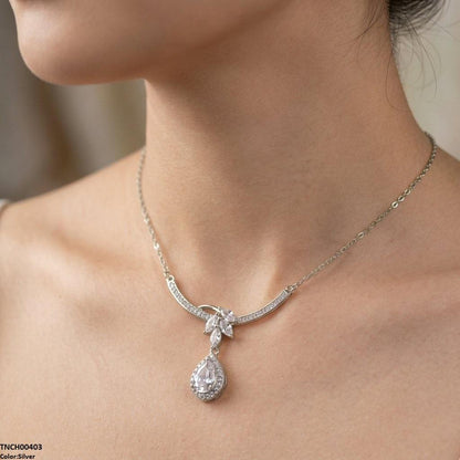 TNCH00403 TNR Stainless Steel Zircon Tear Necklace  - TNCH