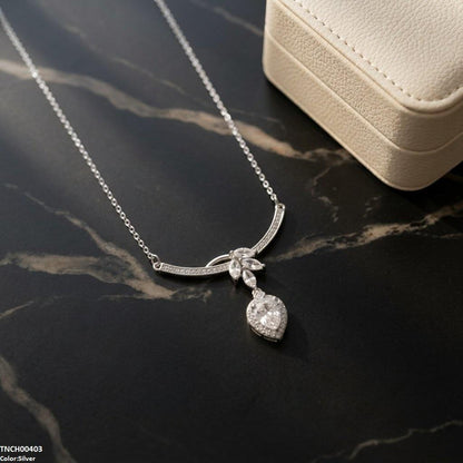 TNCH00403 TNR Stainless Steel Zircon Tear Necklace  - TNCH