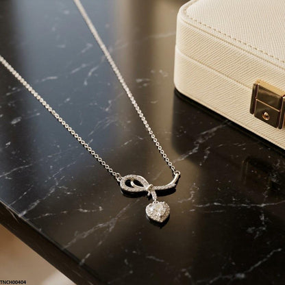 TNCH00404 TNR Stainless Steel Zircon Heart Necklace  - TNCH