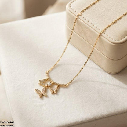 TNCH00408 TNR Stainless Steel Zircon Butterfly Necklace  - TNCH