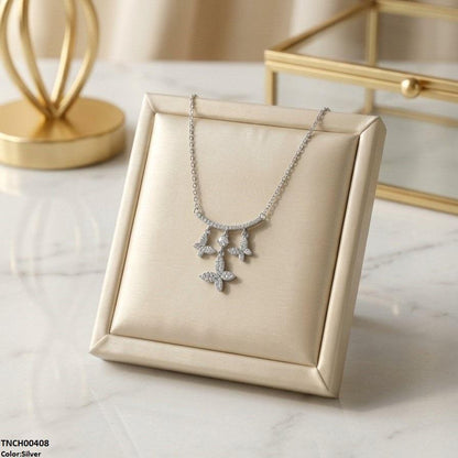 TNCH00408 TNR Stainless Steel Zircon Butterfly Necklace  - TNCH