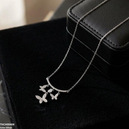 TNCH00408 TNR Stainless Steel Zircon Butterfly Necklace  - TNCH