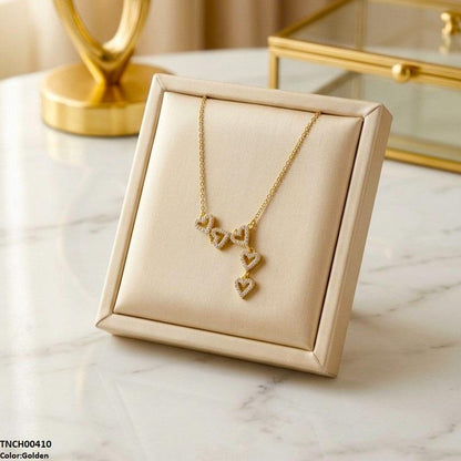 TNCH00410 TNR Stainless Steel Zircon Link Heart Necklace  - TNCH