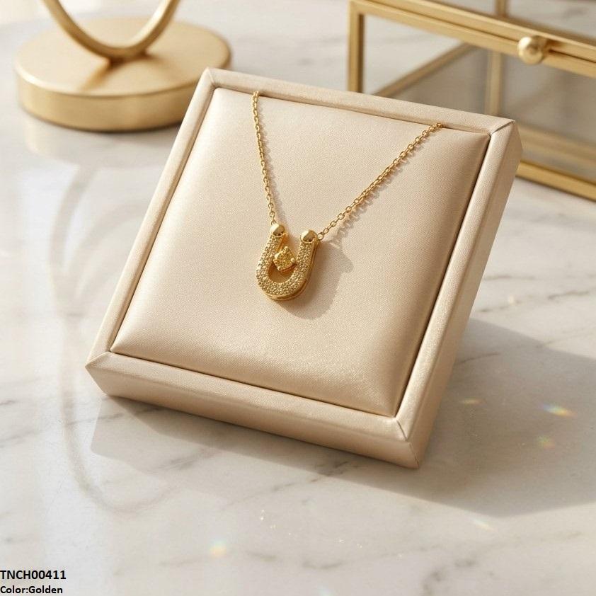 TNCH00411 TNR Stainless Steel Zircon U Shape Necklace  - TNCH