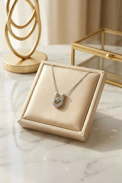 TNCH00411 TNR Stainless Steel Zircon U Shape Necklace  - TNCH