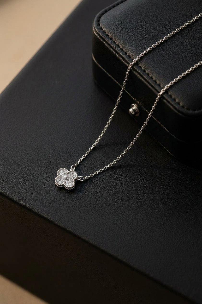 TNCH00413  TNR Stainless Steel Zircon Flower Necklace  - TNCH