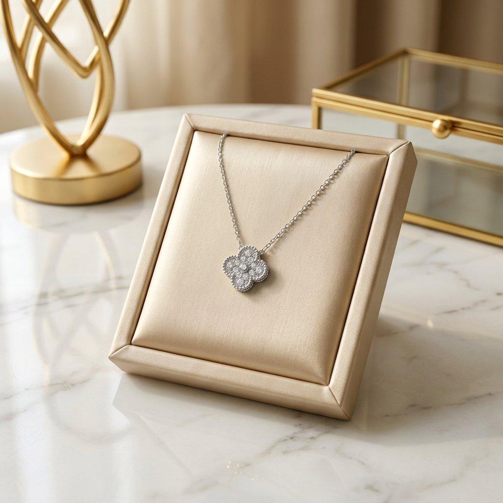 TNCH00413  TNR Stainless Steel Zircon Flower Necklace  - TNCH