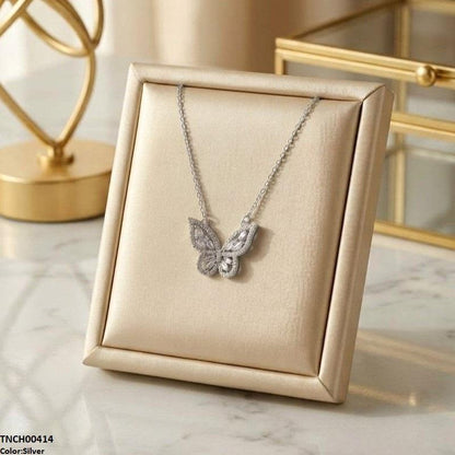 TNCH00414 TNR Stainless Steel Zircon Butterfly Necklace  - TNCH