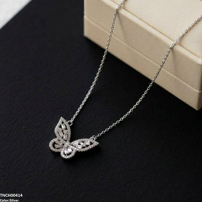 TNCH00414 TNR Stainless Steel Zircon Butterfly Necklace  - TNCH